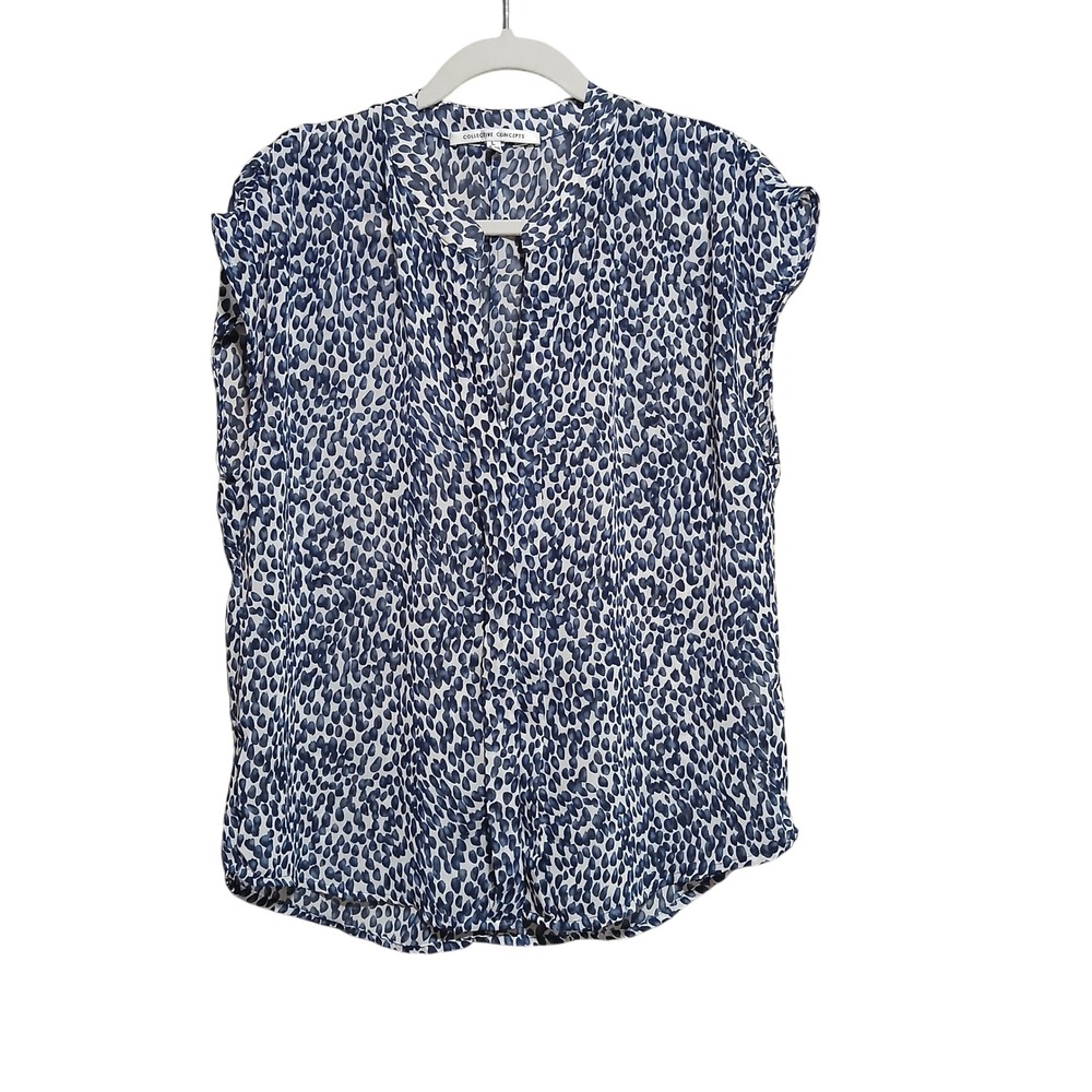 Collective Concepts Women's Blue Print Sleeveless Blouse Top